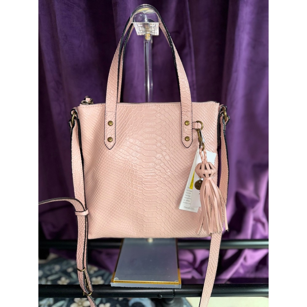 The Sak Kendra Satchel Pink Snake Embossed Leather Crossbody Bag NWT